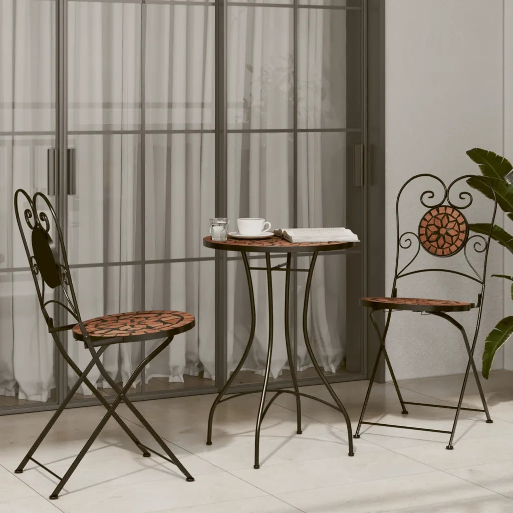 Tavolo da BistrÃ² a Mosaico Terracotta Ã˜50x70 cm in Ceramica