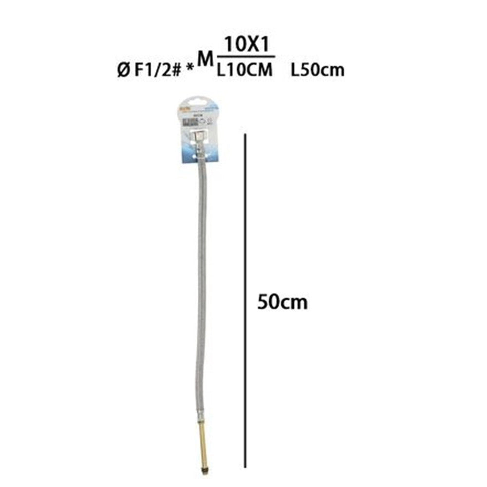 Trade Shop - Tubo Flessibile Flessibili Rubinetto Miscelatore Acqua 50cm F 1/2 X M10/1 69396 -