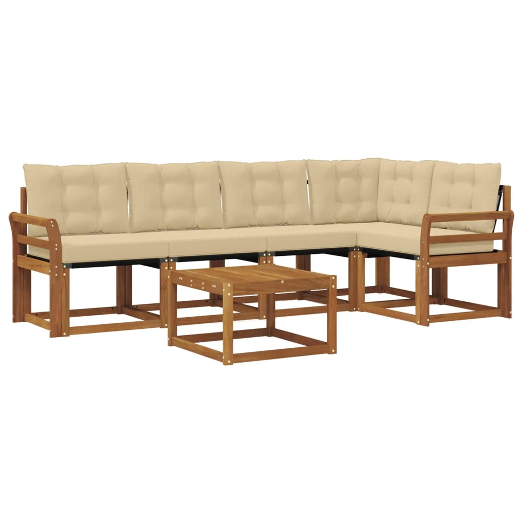Set di divani da esterno con cuscino 6 pcs Naturale e Beige