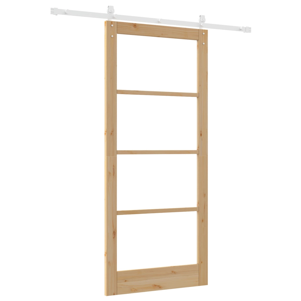 Porta Scorrevole  con Set di Ferramenta 'ORKDAL'Legno Massello e Vetro