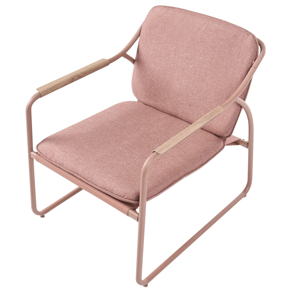 Set da Giardino con Divano 4 Posti in Acciaio Marrone con Cuscini in Olefina e Tavolino da Caffè in Vetro Temperato dal Design Moderno