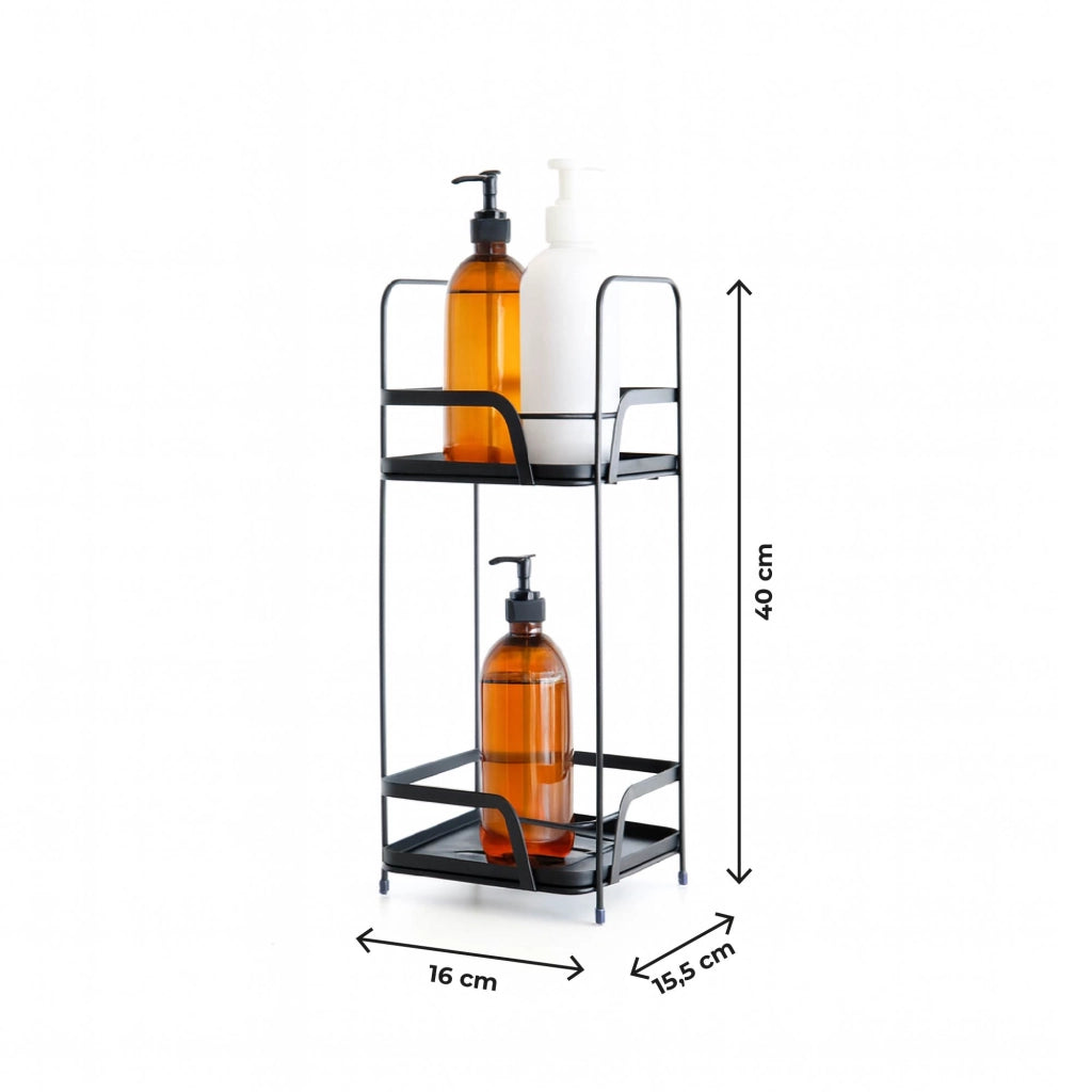Mobiletto portaoggetti da bagno a 2 o 3 ripiani – Organizzatore bagno per salviette, sapone e accessori, scaffale salvaspazio in metallo con ripiani in plastica, già montato 2 Ripiani