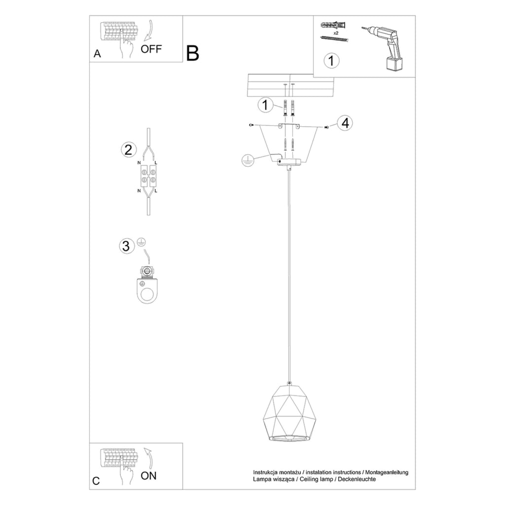 Lampada sospensione ceramica bianca Diamante Fresco E27 Pure Lume