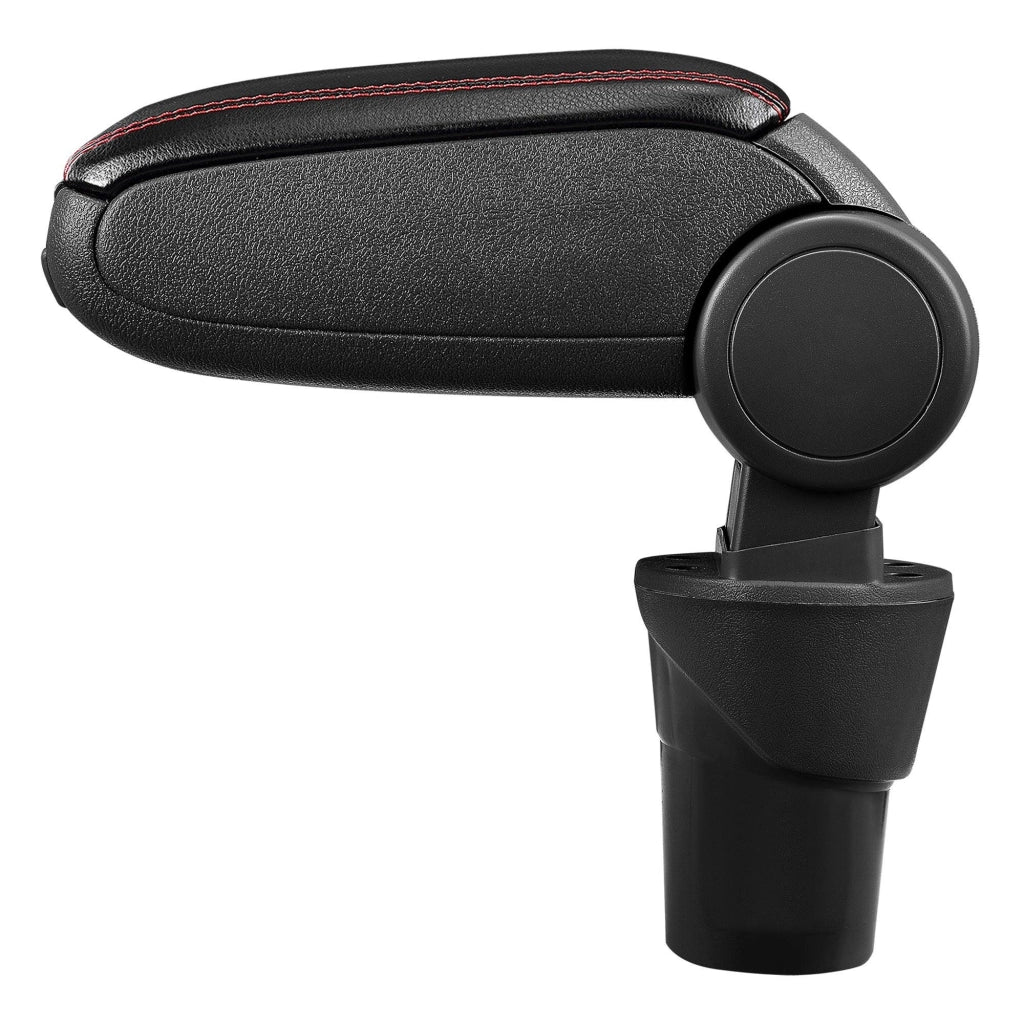 Bracciolo centrale per Nissan Micra K13 con scomparto imbottito in similpelle nera con cuciture rosse 03_0000535