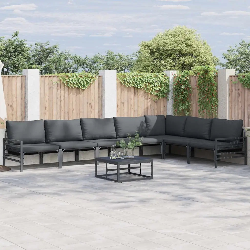 vidaXL Set Divano da Giardino 8 pcs Antracite Acciaio