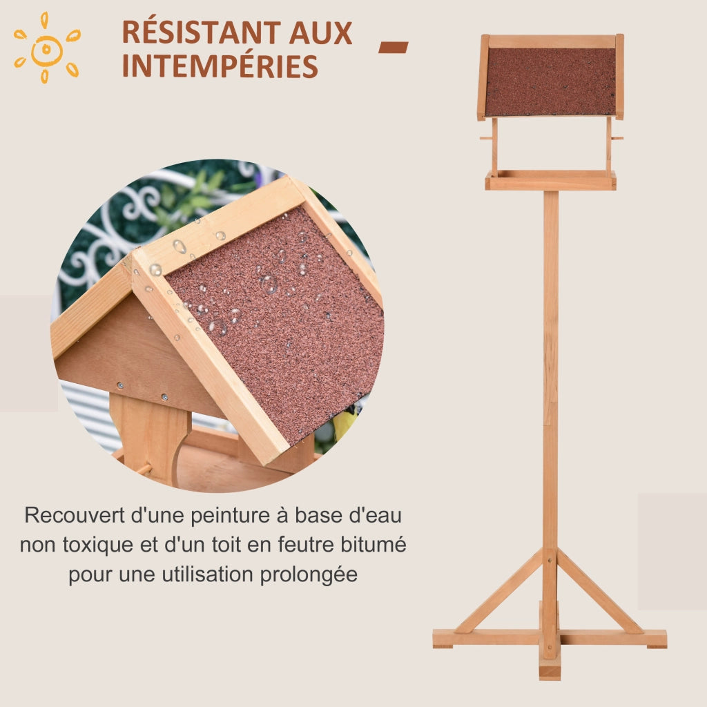 Mangiatoia per Uccelli da Giardino ¨C Xylo ¨C Legno Massello Naturale 55x55x144cm
