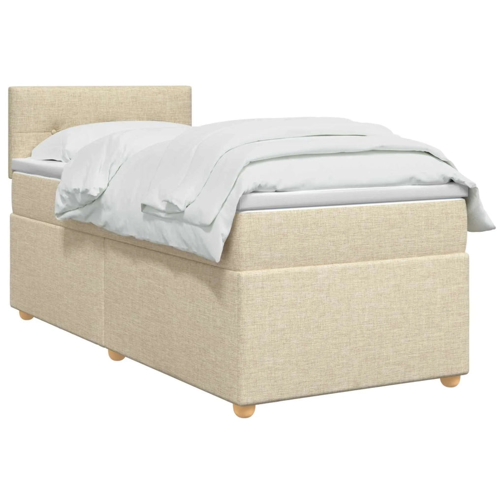 Letto box spring con materasso Crema 100 x 200 cm Tessuto 3450893