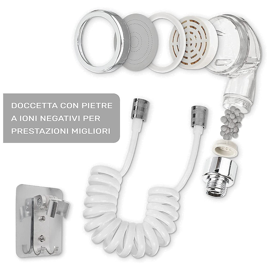 Doccetta per rubinetto lavandino portatile con tubo telescopico 1m e supporto