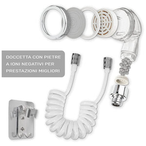 Doccetta per rubinetto lavandino portatile con tubo telescopico 1m e supporto