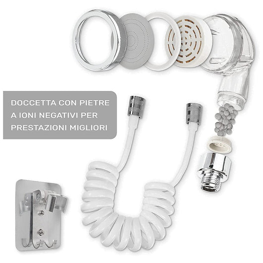 Doccetta per rubinetto lavandino portatile con tubo telescopico 1m e supporto