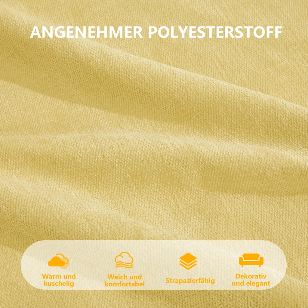 Divano modulare senza struttura con pouf, tessuto in poliestere giallo, 3 posti, seduta profonda 271 × 162 × 67 cm