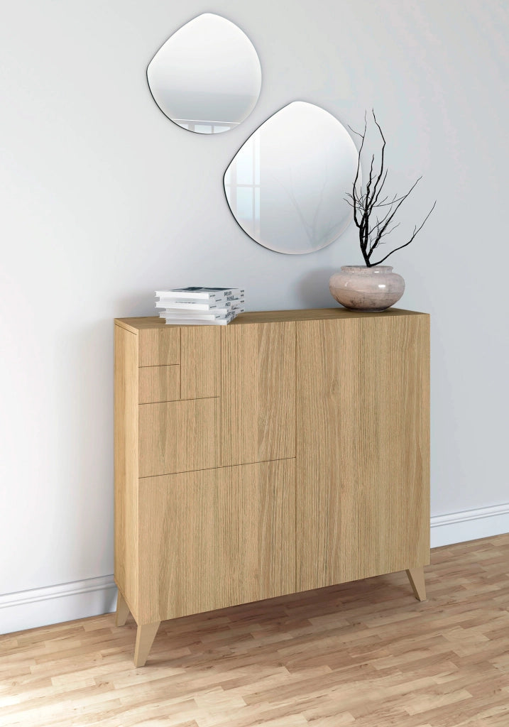 Scarpiera Herdasa effetto rovere gambe rovere 87x90x27