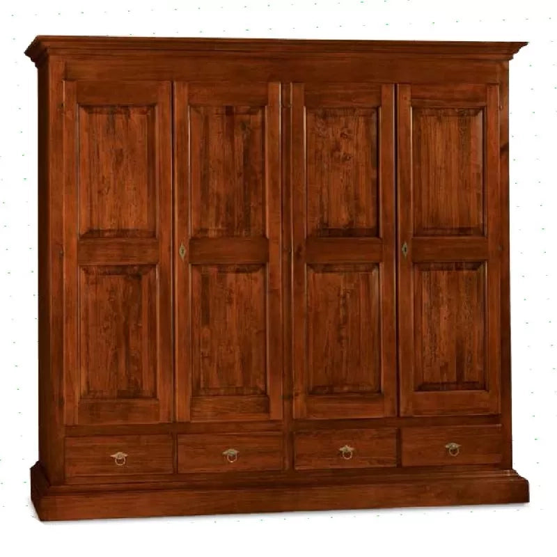 Armadio 4 porte classico in legno tinta noce 234x61x221 - Mobili 2G