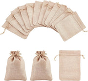 Borsa di juta con cordoncino per pacchi regalo - Borse per regali e gioielli - Set di DIY per feste - Beige - 135-14 x 95-10 cm - 50 pezzi