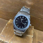 Trade Shop - Orologio Da Polso Zcc Uomo Movimento Al Quarzo Data Elegante Silver Fondo Nero -