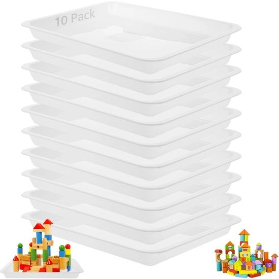 Piatti di servizio in plastica riciclabile - Bianchi - Set da 10 pezzi - Piatti rettangolari per cibi e biscotti