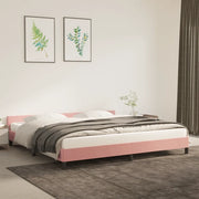 Giroletto con Testiera senza Materasso-Struttura Letto Rosa 200x200 cm Velluto