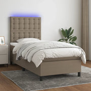 Letto a Molle con Materasso e LED Tortora 100x200cm in Tessutocod mxl 74998