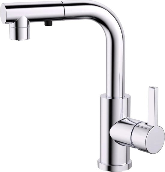 Acquasantiera per bagno, 360° girevole per armatura di lavabo, staccabile con 2 modalità di spruzzo, miscelatore a L con semplice montaggio, miscelatore a una mano per bagno, lavabo, piccola cucina, finitura cromata