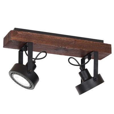 Plafoniera loft nera con legno Viva Wood 2xES111 Luminex