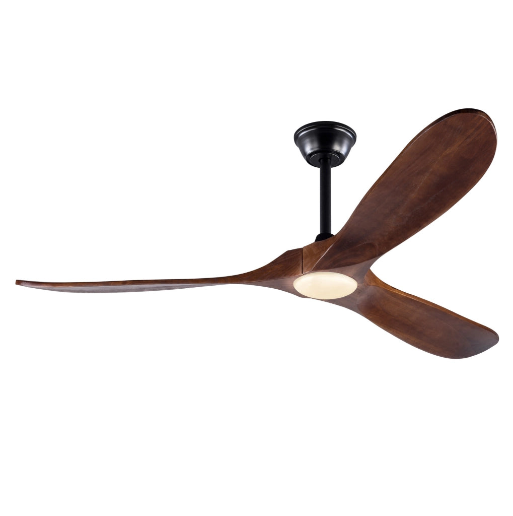 VENTILATORE A SOFFITTO LED 152,4 cm Legno massello Noce scuro Nero