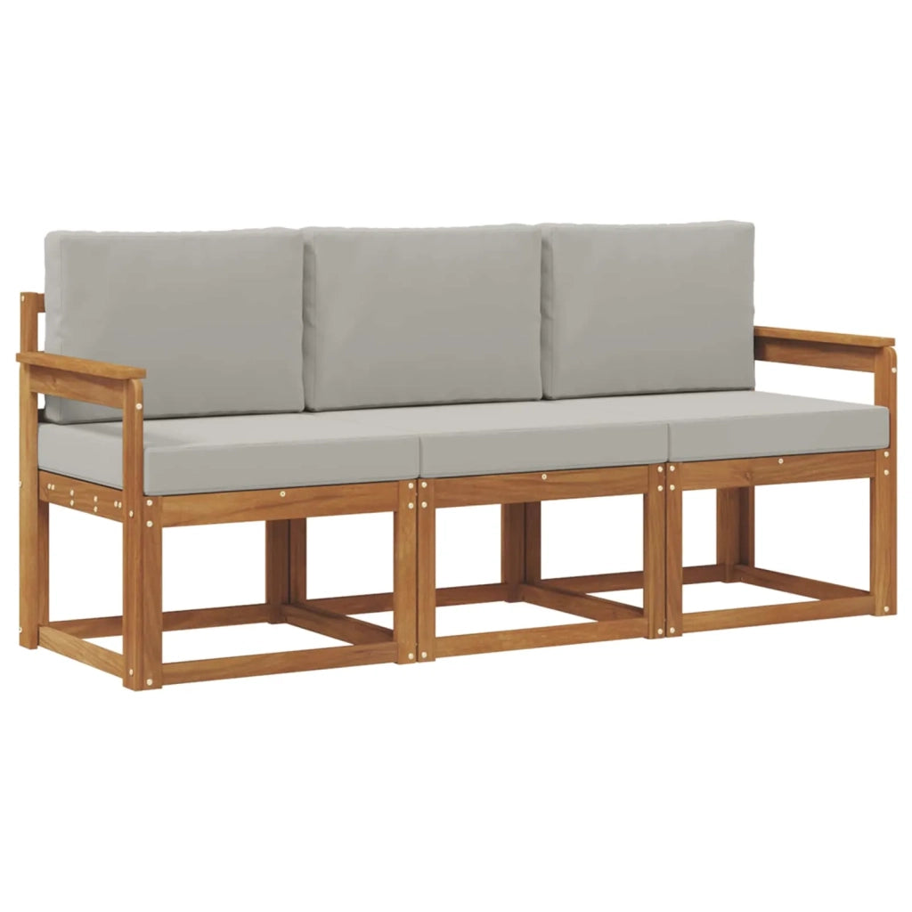 Set di divani da esterno 3 pcs Grigio Naturale e Chiaro