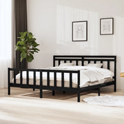 Giroletto-Struttura Letto Nero in Legno Massello 200x200 cm 864657