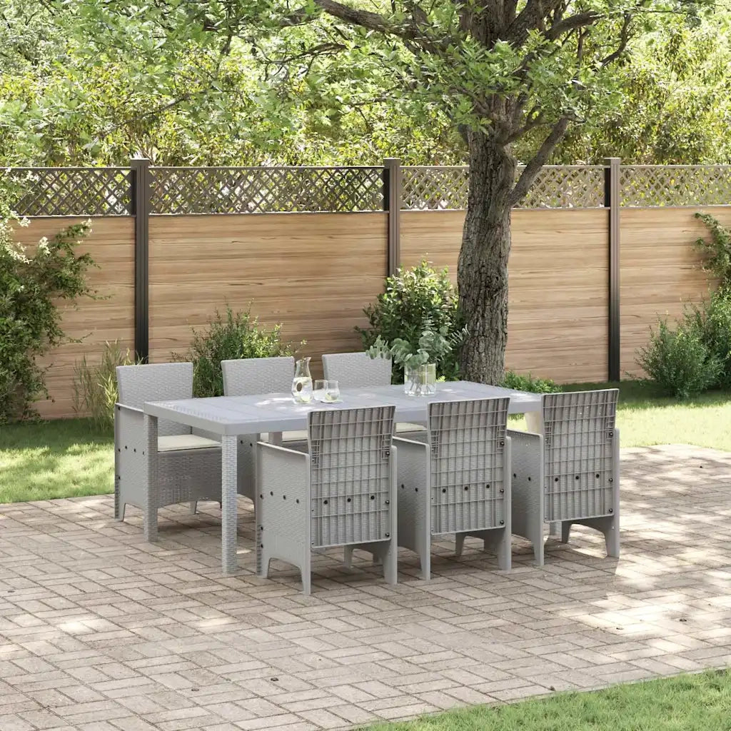 Set da Pranzo per Giardino 7 pcs Grigio Chiaro Polipropilene 3378731