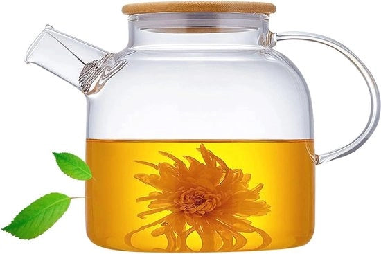 Teapot in Vetro Borosilicato da 1500 ml con Filtro e Coperchio