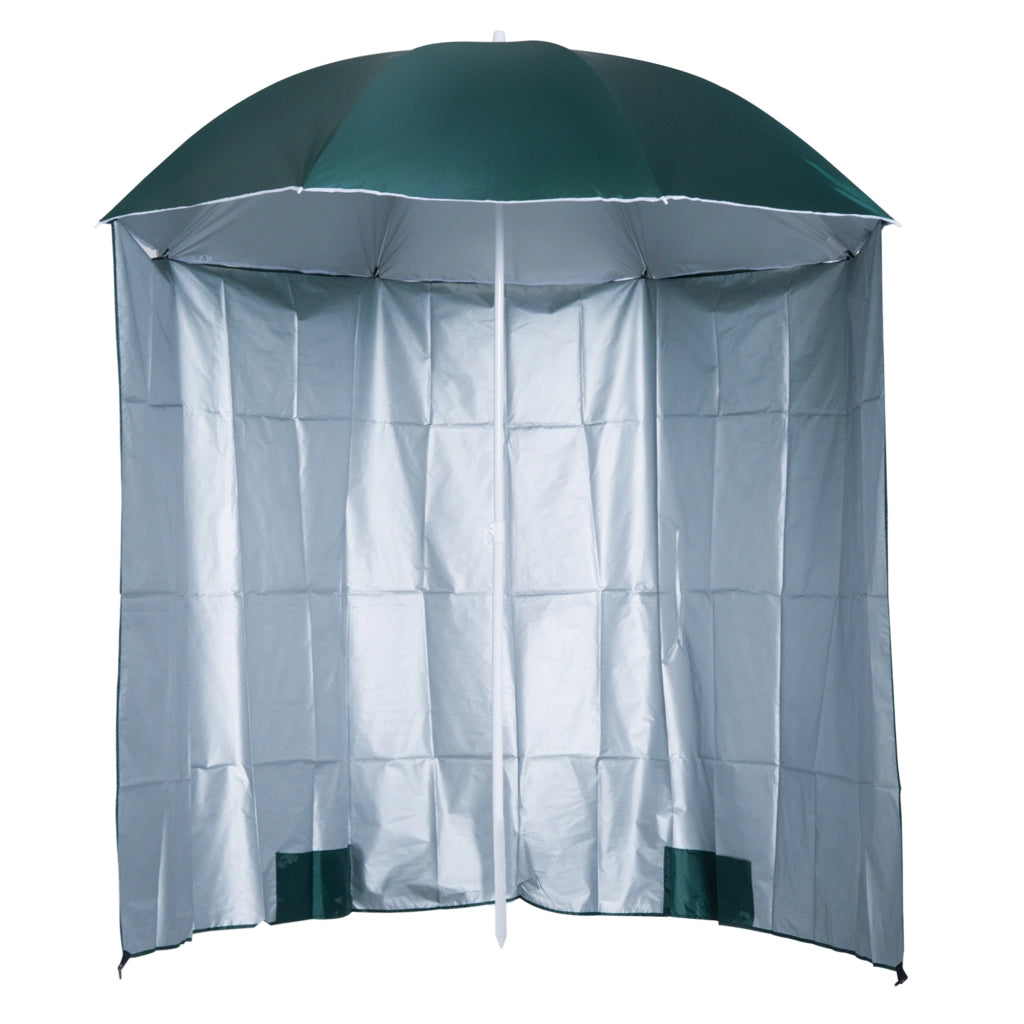 Ombrellone da spiaggia con parete laterale ¨C zephmum ¨C Poliestere verde scuro 220x220 cm