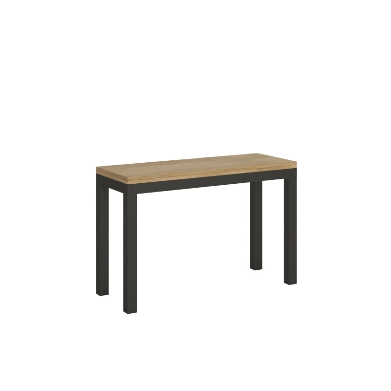 Tavolo apribile 120/200x45/90 cm Everyday Double telaio Antracite - Quercia Natura