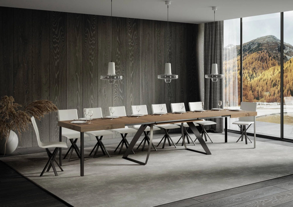 Tavolo Allungabile 200-460x90x77 cm Proxy Quercia Natura Telaio Antracite