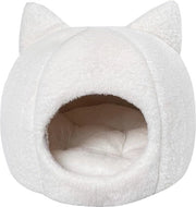Cuscino per gatti pieghevole - Cuscino per gatti o piccoli cani - Foderato in pelliccia sintetica soffice e lanosa - Bianco - 38x38x35 cm Cuscino per gatti