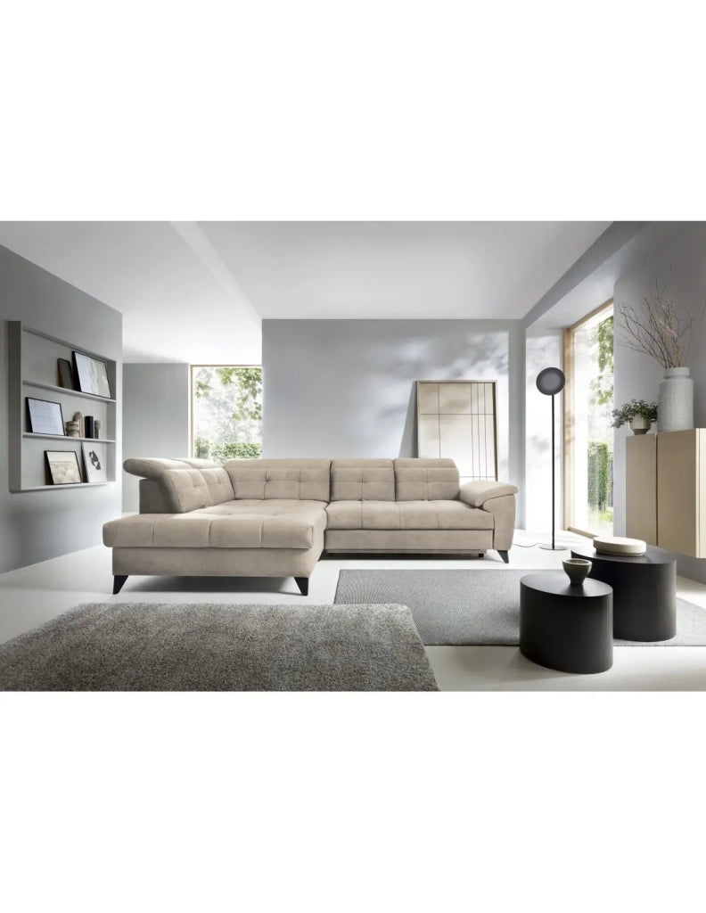 Divano ad angolo Beige 5 posti angolo sinistro 5 posti comfort INFERNO
