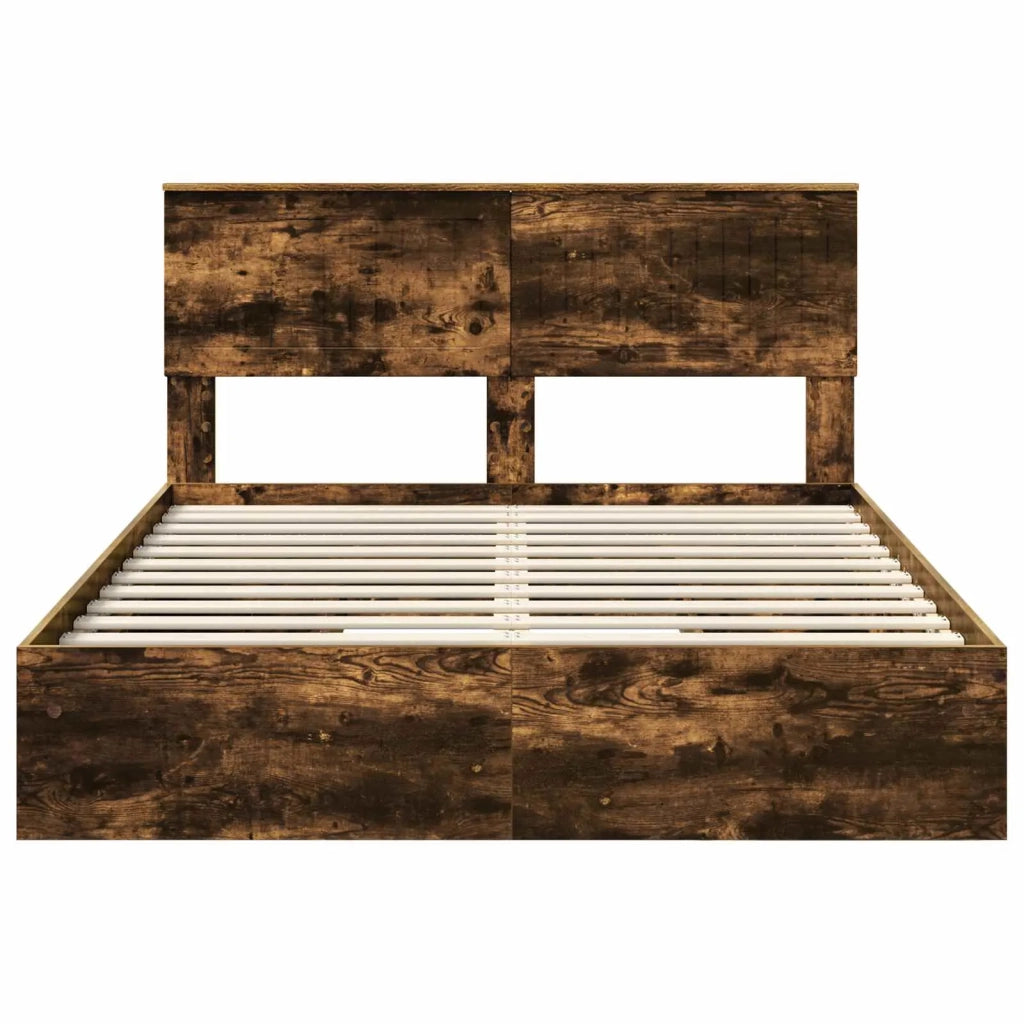 Letto con Contenitore con testiera Rovere fumé 135 x 190 cm 3410809