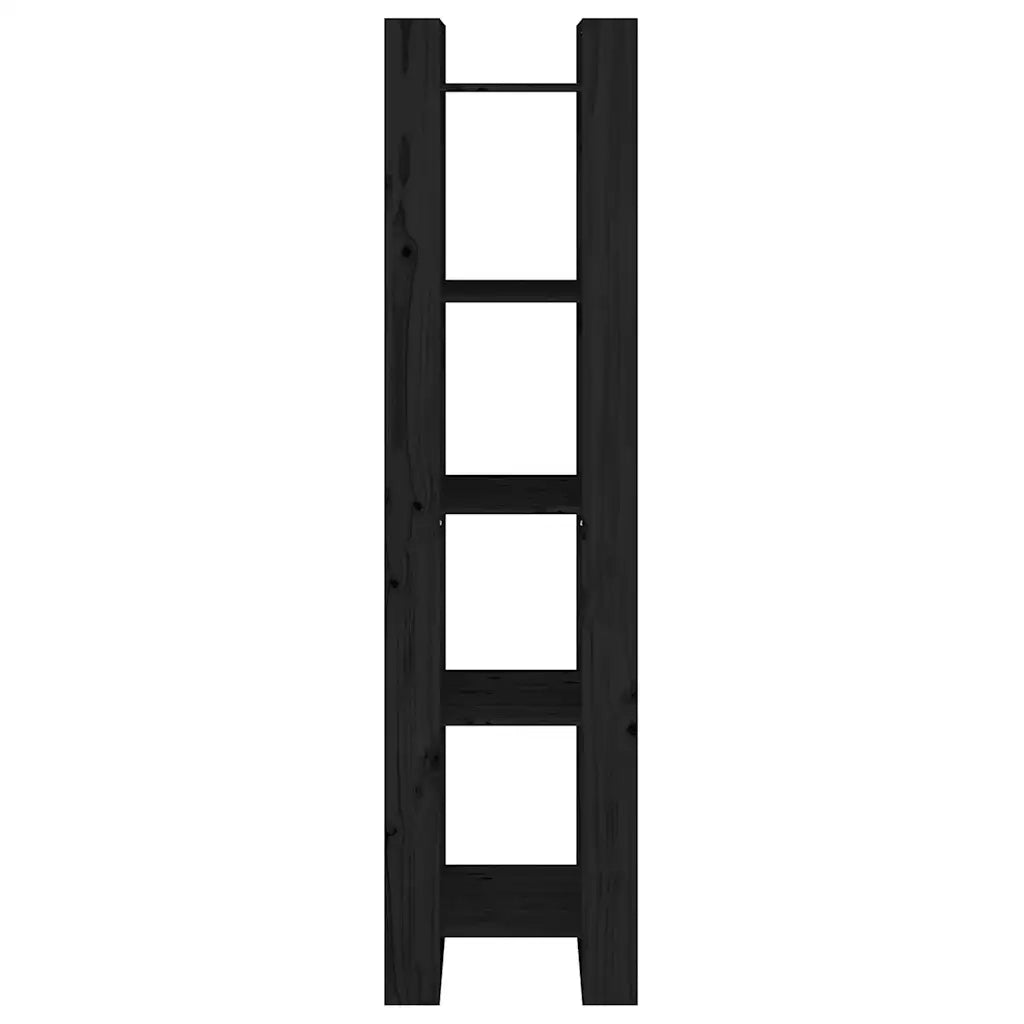 Libreria Divisorio-Scaffale per Libri-Mobile di Stoccaggio Nero 41x35x160 cm in Legno Massello di Pino