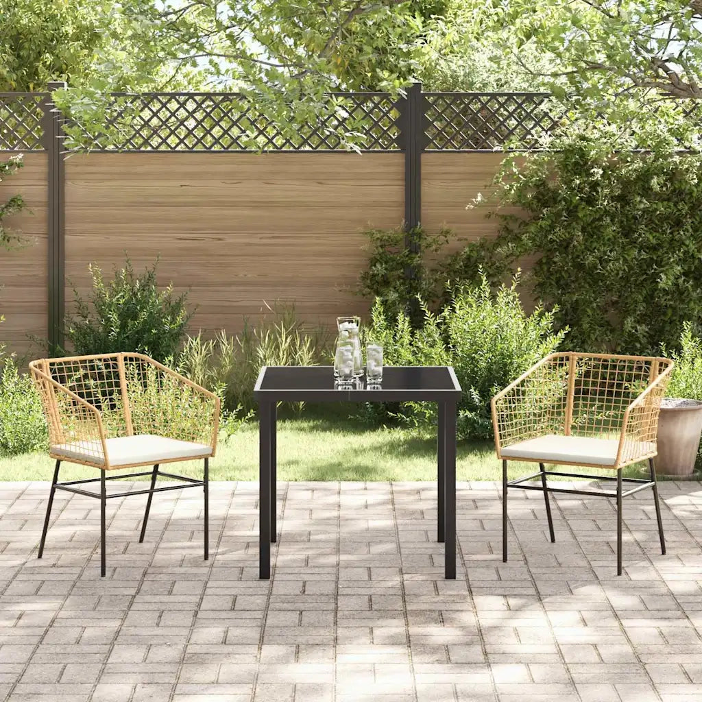 Set da Pranzo per Giardino 3 pcs Marrone polyrattan 3380911