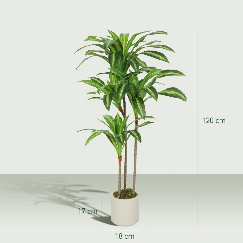 Pianta artificiale Dracaena 60x40x120 cm con fusto flessibile in plastica verde