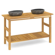 Mobile bagno e lavandini in pietra 132 x 45 x 75 cm teak massello 02_0006556