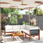 Set Divani da Giardino 6 pz con Cuscini Crema Massello Acacia cod mxl 43931