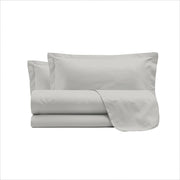 Set Lenzuola Sopra Sotto e Federe Matrimoniale Maxi 180x200 cm Linea Cloe in Raso di Cotone Grigio Chiaro