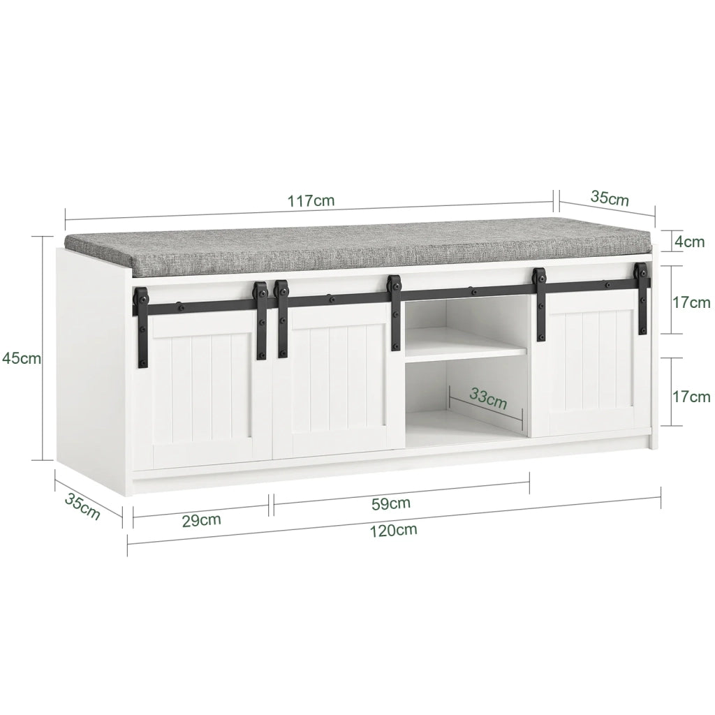 Scarpiera con seduta Panca con vano contenitore scarpiera con ante scorrevoli 120x35x45cm FSR133-W SoBuy