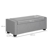 Panca Fondoletto con Vano Contenitore in Tessuto, 120x50x44cm - Grigio