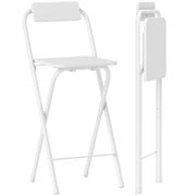 Sgabello da bar pieghevole con schienale e poggiapiedi ¨C zephmum ¨C bianco, struttura metallo, 87 cm