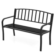 Panca da giardino 127 x 59 x 85,5 cm per 2-3 persone con schienale curvo e comfort ottimale in metallo nero 20_0010578