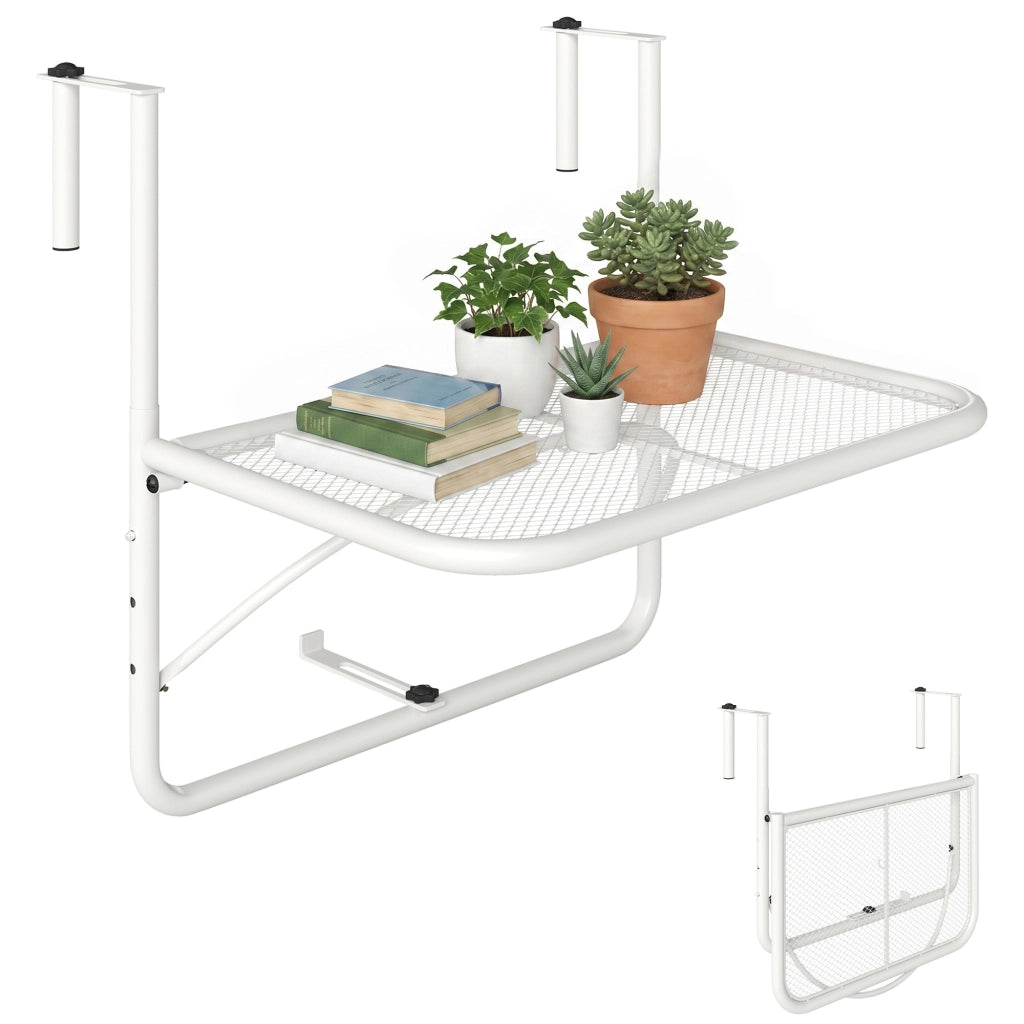 Tavolo da balcone regolabile ¨C zephmum ¨C bianco metallo 60x56x50 cm