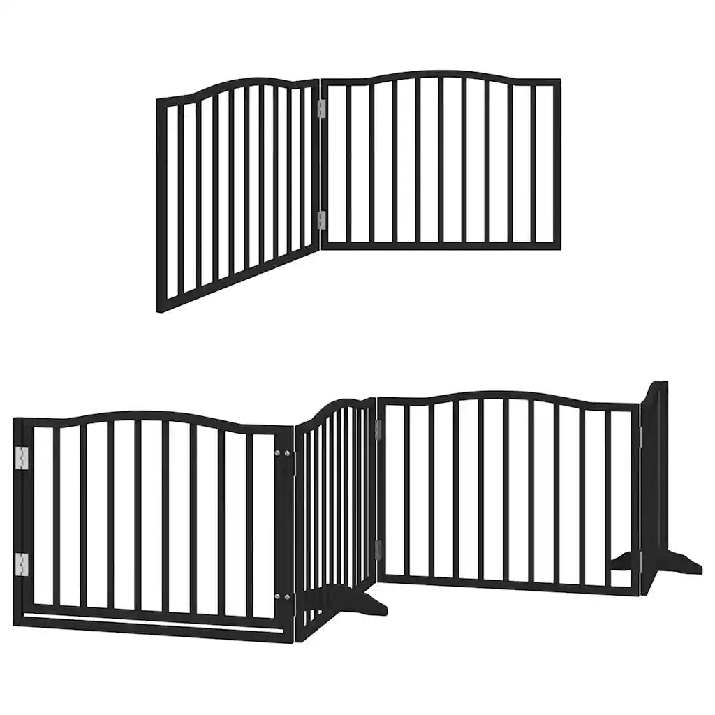 Cancello Cani Porta Pieghevole Nero 8 Pannelli 640 cm Pioppo CFW6112668