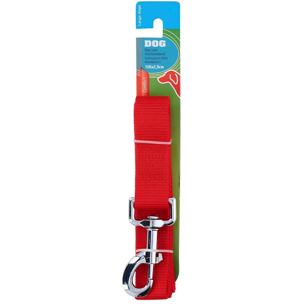 Guinzaglio per cani XL 120 cm in nylon confortevole e resistente con moschettone Rosso Inny