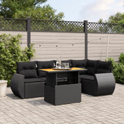 Set Divano da Giardino 6 pz con Cuscini Nero in Polyrattan 3272182