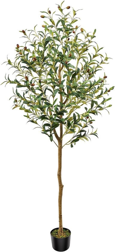 Pianta Finta di Olivo 150cm – Pianta Finta Realistica con Vaso e Mosche, Grande Pianta Finta come la Vera per Soggiorno, Balcone, Ufficio – Facile da Curare e Stabile
